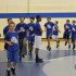 Boys participating in wrestling camp run laps at the beginning of practice. The camp lasted 4 days.