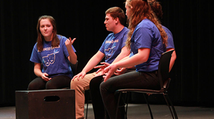 Olivia Lavoie (10), Michael Diaz (10), Laila Wenrich (10) and Payton Bastie (10) play a family on game night. They reenacted the typical family game night with ease.