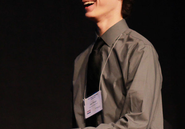 Alan Wright (11) flashes a smile after winning fifth in C++ Programming. Nathan Jackson (12) won first in C++ Programming.