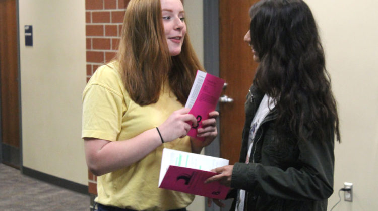 Megan Cluck (9) and Frida Arellano (9) act alongside each other. The girls were picked to act in “The Babysitter’s Story.”