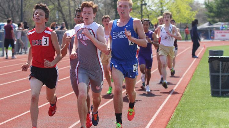 Joseph Copeland (12) moves down the track while running the boys 3200 meter. Copeland ran a 1600 meter dash.