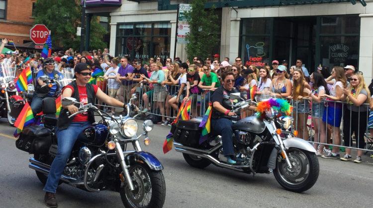 A group of bikers make sure to hype up the crowd before they drive off. An estimated amount of one million people attended this year’s Chicago Pride Parade.