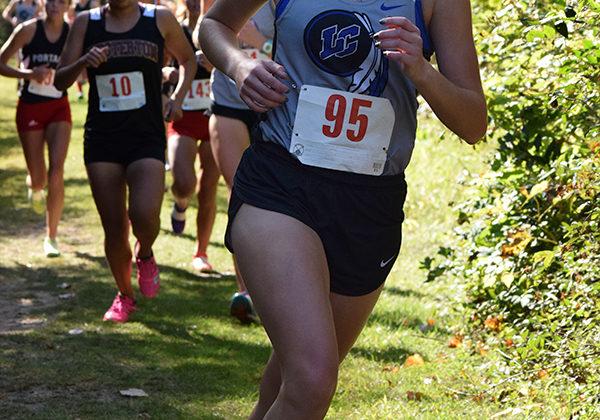 Lilly Zubeck (10) is a fourth of the way into her third lap. The girls were able to place fifth overall in the race.