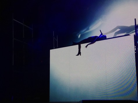  Halsey lays on top of the screen during her song “Ghost”. Her laying down matched the picture of the person laying down on the screen. 