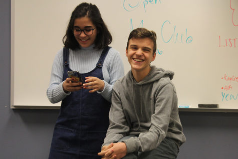 Kaylie Katsiris (10) and Radosav Mihajlovic (10) sing “The Longest Time” by Billy Joel. They have been members of the club since the beginning of this year. 