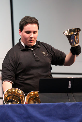 Joshua Dejarlais (11) switches bells as he performs. This was the second concert of the year. 